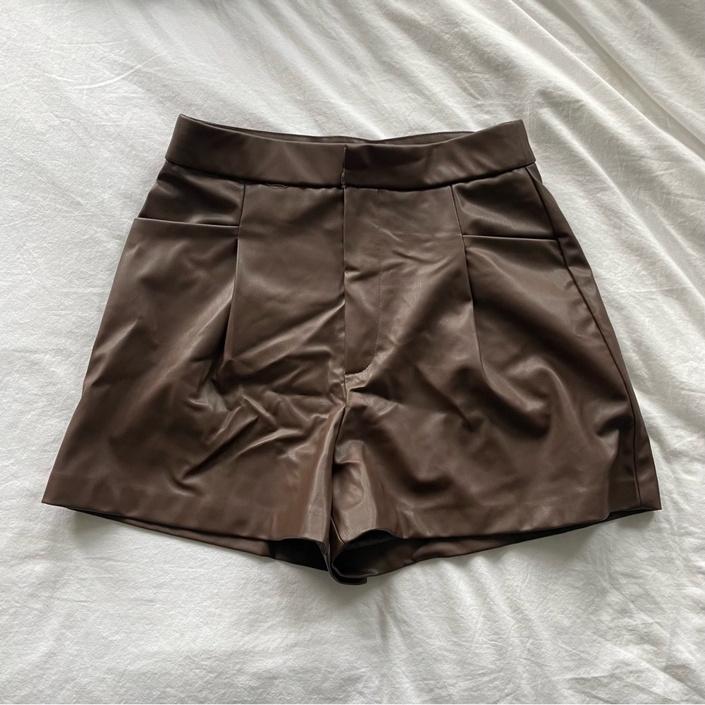 Brown Pleather Zara Shorts